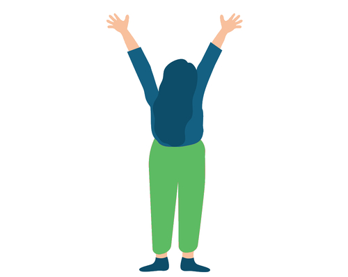 A woman lifting her hands to the sky with gratitude